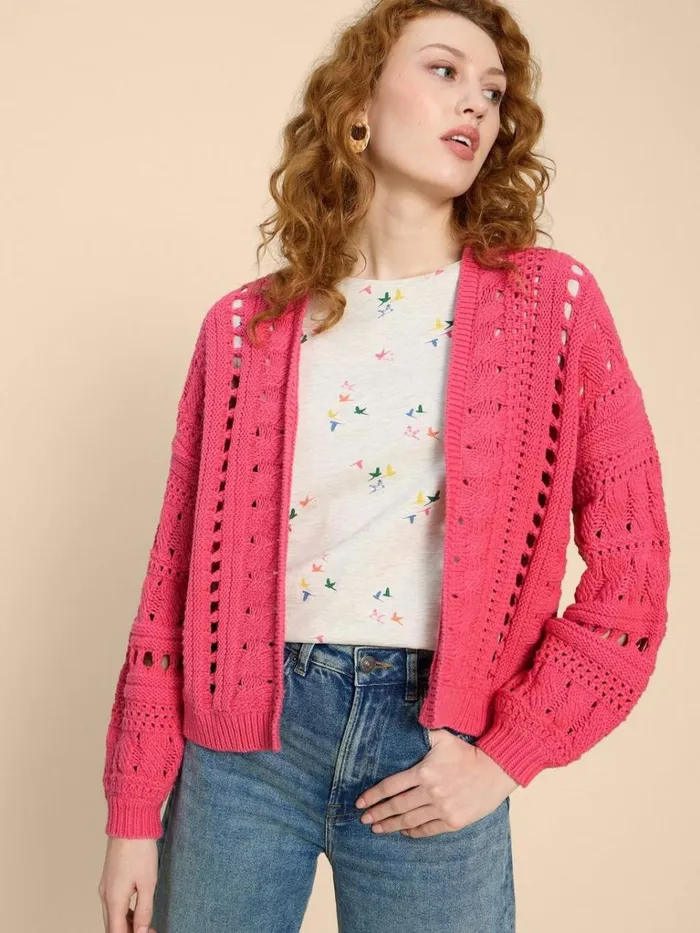 Women KNITWEAR White Stuff CASEY CARDI Bright Pink Women KNITWEAR White Stuff CASEY CARDI Bright Pink