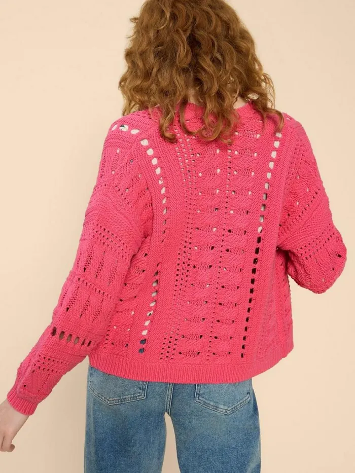 Women KNITWEAR White Stuff CASEY CARDI Bright Pink Women KNITWEAR White Stuff CASEY CARDI Bright Pink