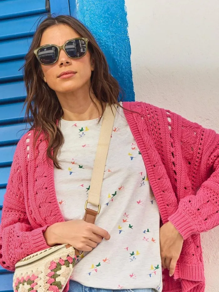 Women KNITWEAR White Stuff CASEY CARDI Bright Pink Women KNITWEAR White Stuff CASEY CARDI Bright Pink