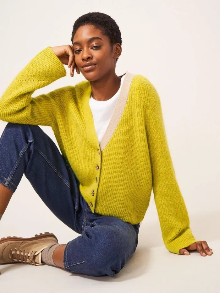 Women KNITWEAR White Stuff Dehlia Knitted Cardigan Light Chartreuse Women KNITWEAR White Stuff Dehlia Knitted Cardigan Light Chartreuse