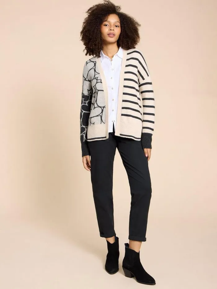 Women KNITWEAR White Stuff HARRIET HEART CARDIGAN Natural Multi