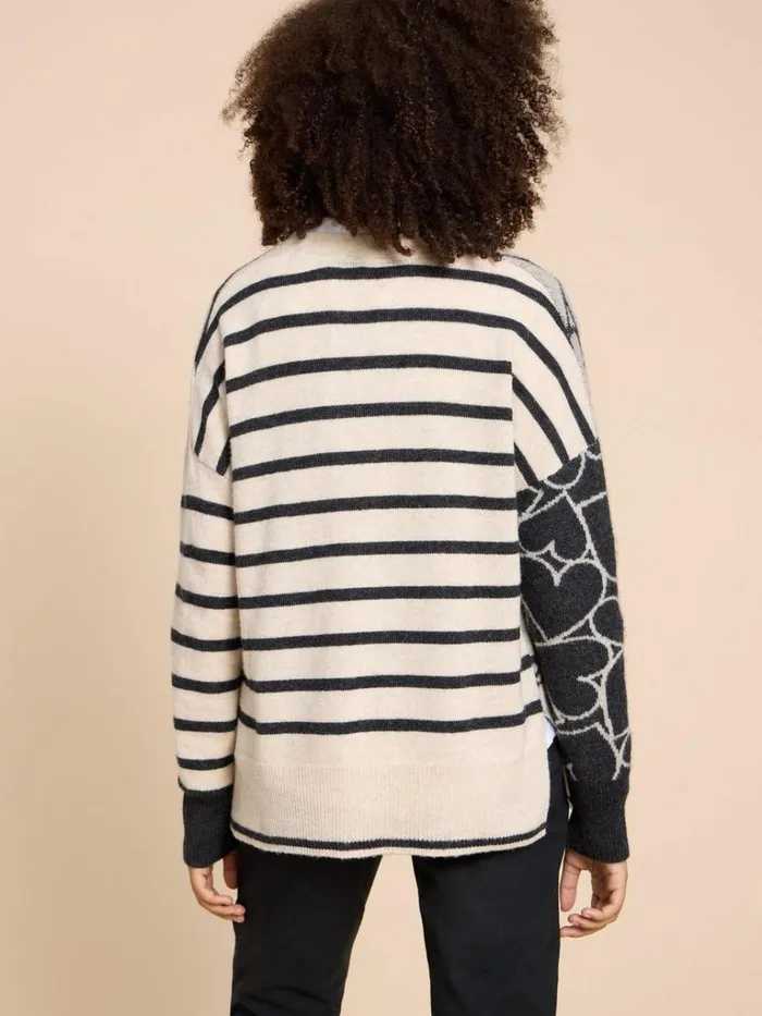 Women KNITWEAR White Stuff HARRIET HEART CARDIGAN Natural Multi Women KNITWEAR White Stuff HARRIET HEART CARDIGAN Natural Multi