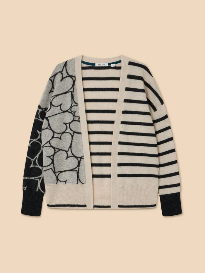 Women KNITWEAR White Stuff HARRIET HEART CARDIGAN Natural Multi Women KNITWEAR White Stuff HARRIET HEART CARDIGAN Natural Multi