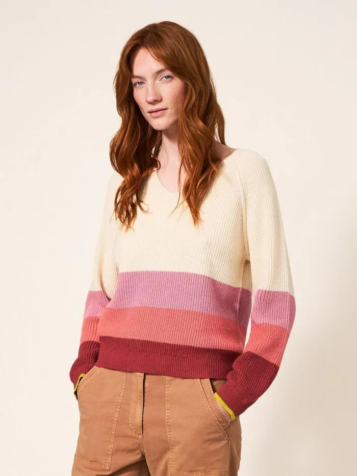 Women KNITWEAR White Stuff JENNIE RIB JUMPER Pink Multi Women KNITWEAR White Stuff JENNIE RIB JUMPER Pink Multi
