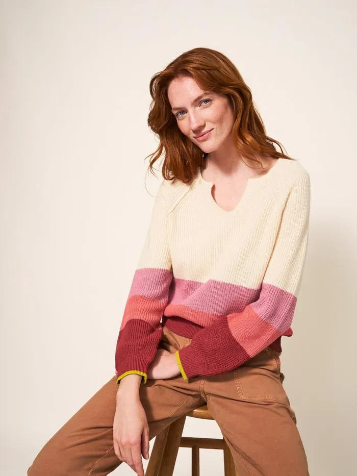 Women KNITWEAR White Stuff JENNIE RIB JUMPER Pink Multi Women KNITWEAR White Stuff JENNIE RIB JUMPER Pink Multi