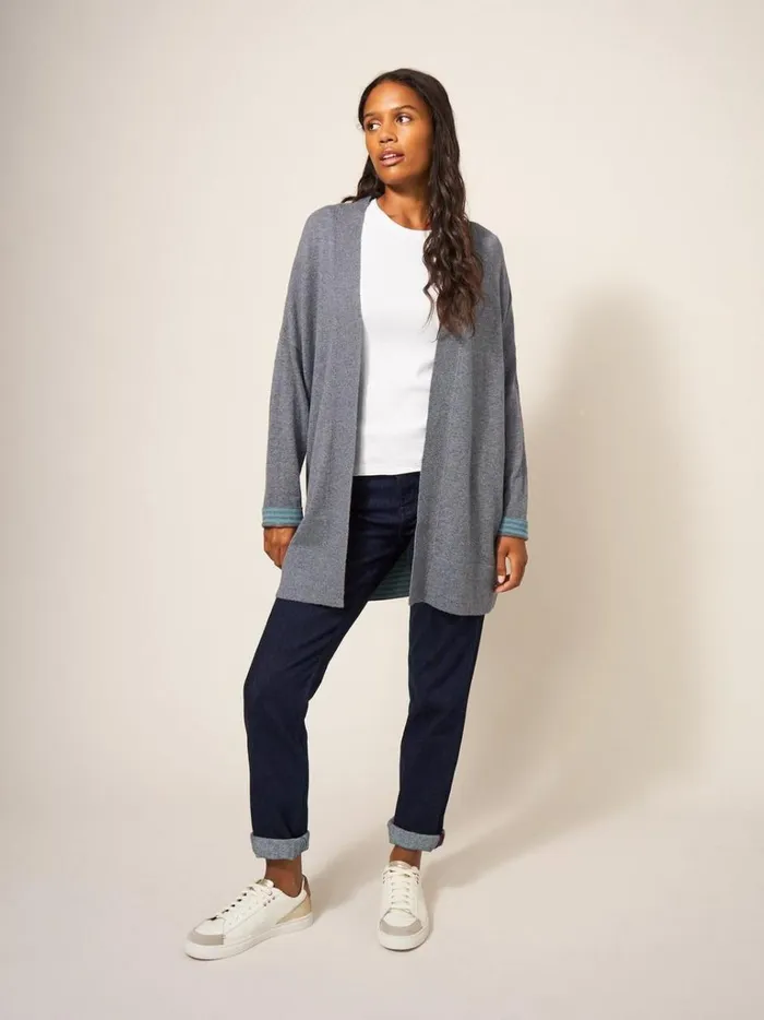 Women KNITWEAR White Stuff LAURA LONGLINE CARDI Grey Marl Women KNITWEAR White Stuff LAURA LONGLINE CARDI Grey Marl