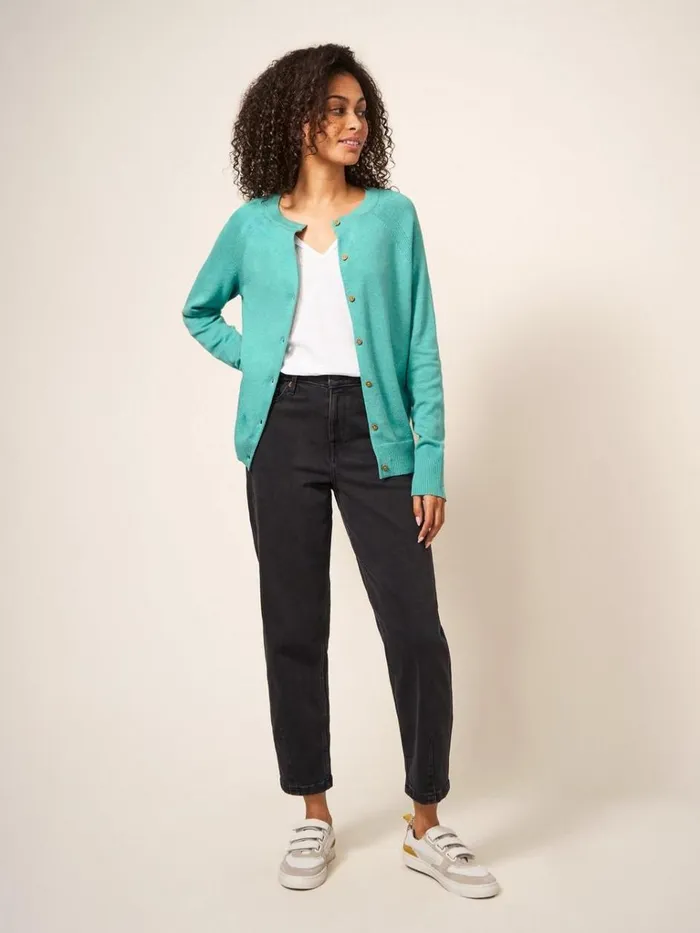 Women KNITWEAR White Stuff Lulu Crew Neck Cardigan Mid Teal