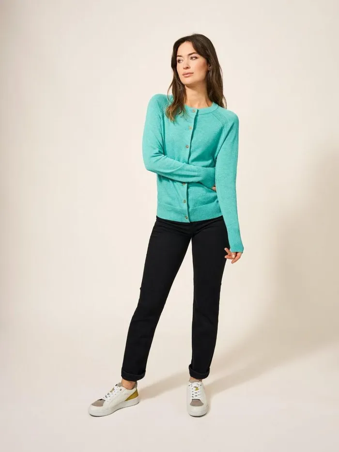 Women KNITWEAR White Stuff Lulu Crew Neck Cardigan Mid Teal Women KNITWEAR White Stuff Lulu Crew Neck Cardigan Mid Teal