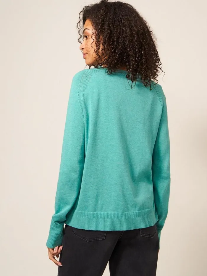 Women KNITWEAR White Stuff Lulu Crew Neck Cardigan Mid Teal Women KNITWEAR White Stuff Lulu Crew Neck Cardigan Mid Teal