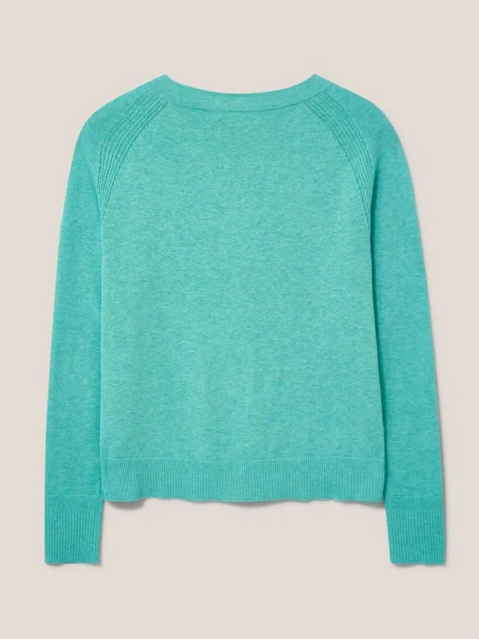 Women KNITWEAR White Stuff Lulu Crew Neck Cardigan Mid Teal Women KNITWEAR White Stuff Lulu Crew Neck Cardigan Mid Teal