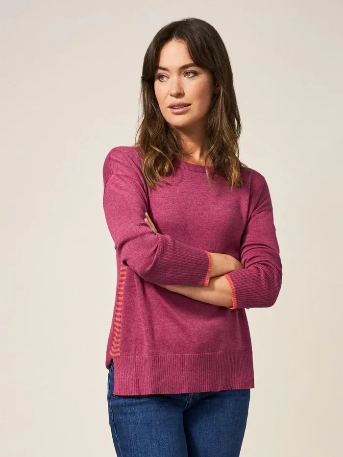 Women KNITWEAR White Stuff Olive Crew Neck Jumper Bright Pink Women KNITWEAR White Stuff Olive Crew Neck Jumper Bright Pink