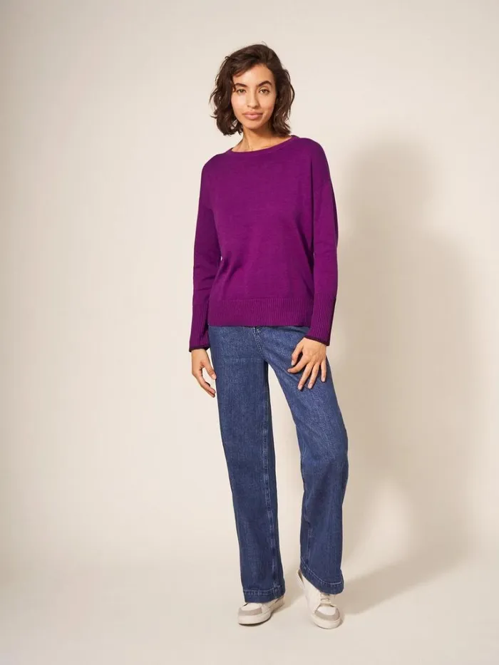 Women KNITWEAR White Stuff Olive Knitted Jumper Dark Pink Women KNITWEAR White Stuff Olive Knitted Jumper Dark Pink