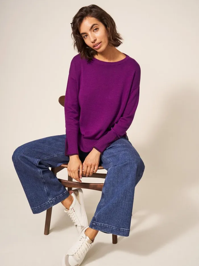 Women KNITWEAR White Stuff Olive Knitted Jumper Dark Pink Women KNITWEAR White Stuff Olive Knitted Jumper Dark Pink