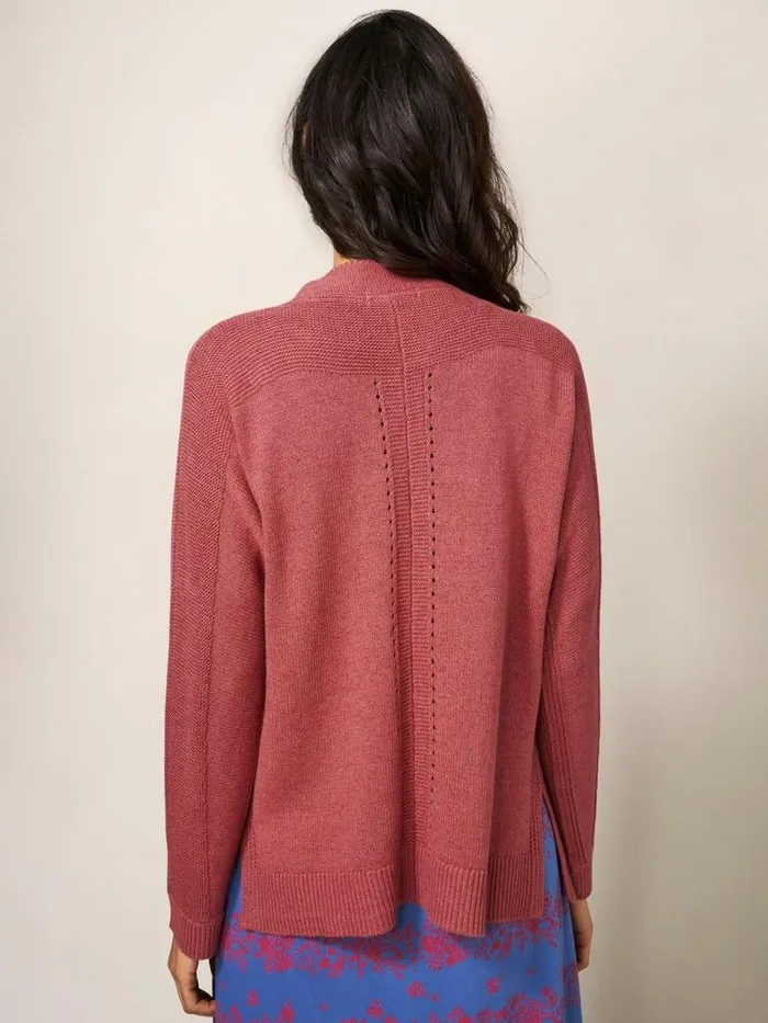 Women KNITWEAR White Stuff Tiana Open Neck Cardi Mid Pink Women KNITWEAR White Stuff Tiana Open Neck Cardi Mid Pink