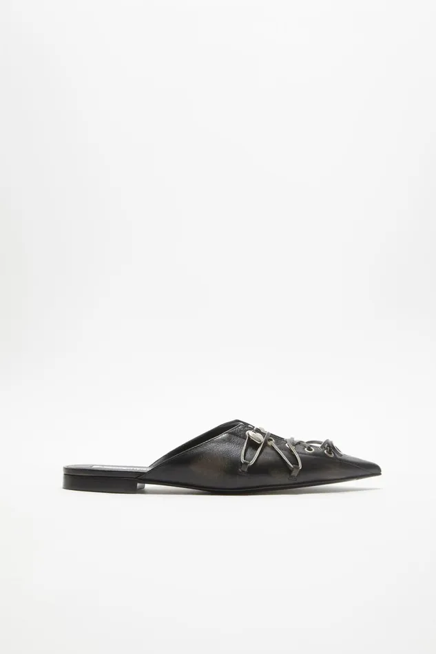 Women Laceup Mules Black Acne Studios Shoes