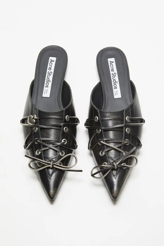 Women Laceup Mules Black Acne Studios Shoes