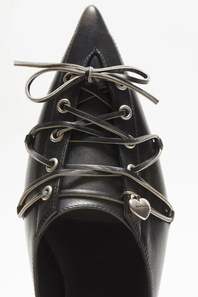 Women Laceup Mules Black Acne Studios Shoes