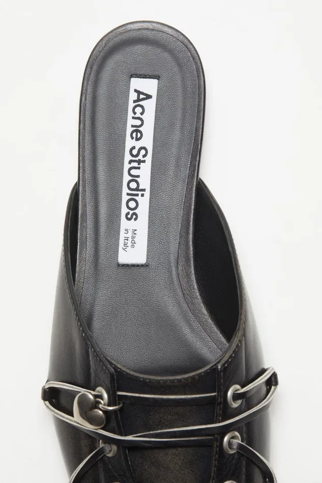 Women Laceup Mules Black Acne Studios Shoes