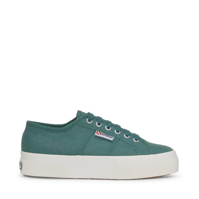 Women Lady Shoes Unisex 2740 PLATFORM Wedge GREEN DUSTYFAVORIO Superga Platform