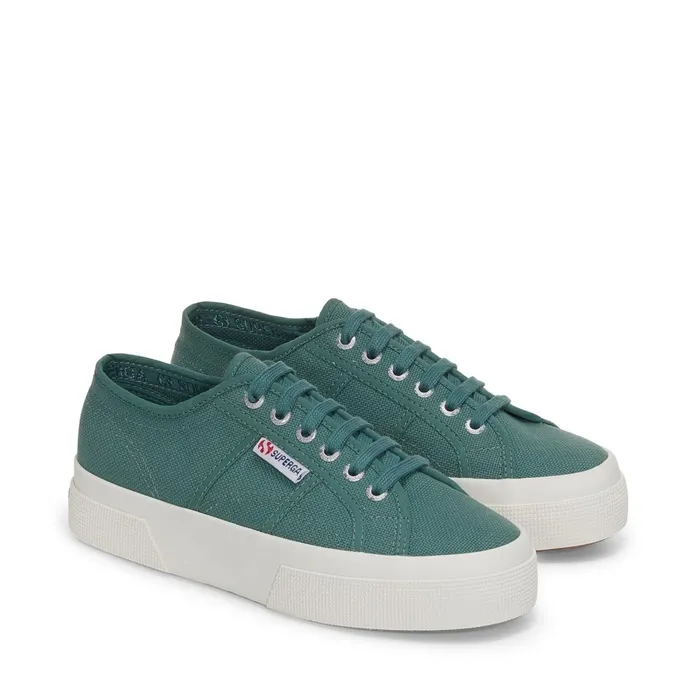 Women Lady Shoes Unisex 2740 PLATFORM Wedge GREEN DUSTYFAVORIO Superga Platform