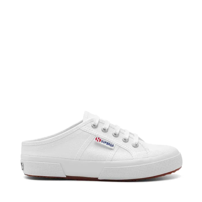 Women Lady Shoes Woman 2402 MULE Sabot Low Heel WHITE Superga Platform
