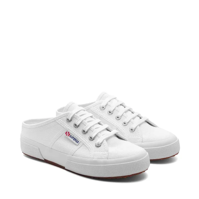 Women Lady Shoes Woman 2402 MULE Sabot Low Heel WHITE Superga Platform