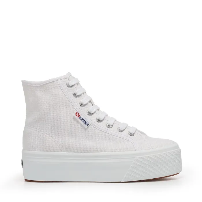 Women Lady Shoes Woman 2708 HI TOP Wedge WHITE Superga Platform