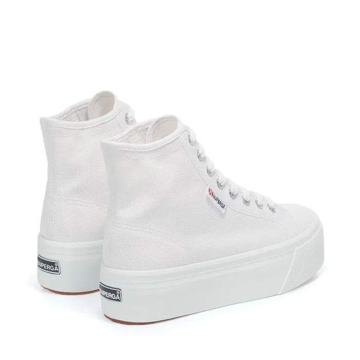 Women Lady Shoes Woman 2708 HI TOP Wedge WHITE Superga Platform