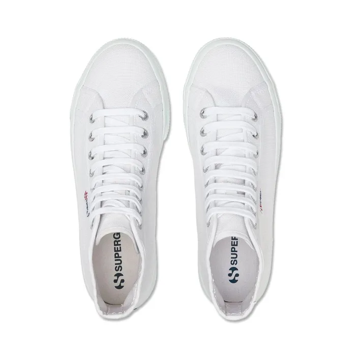 Women Lady Shoes Woman 2708 HI TOP Wedge WHITE Superga Platform