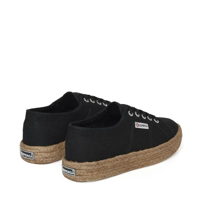 Women Lady Shoes Woman 2730 ROPE Wedge BLACK Superga Platform
