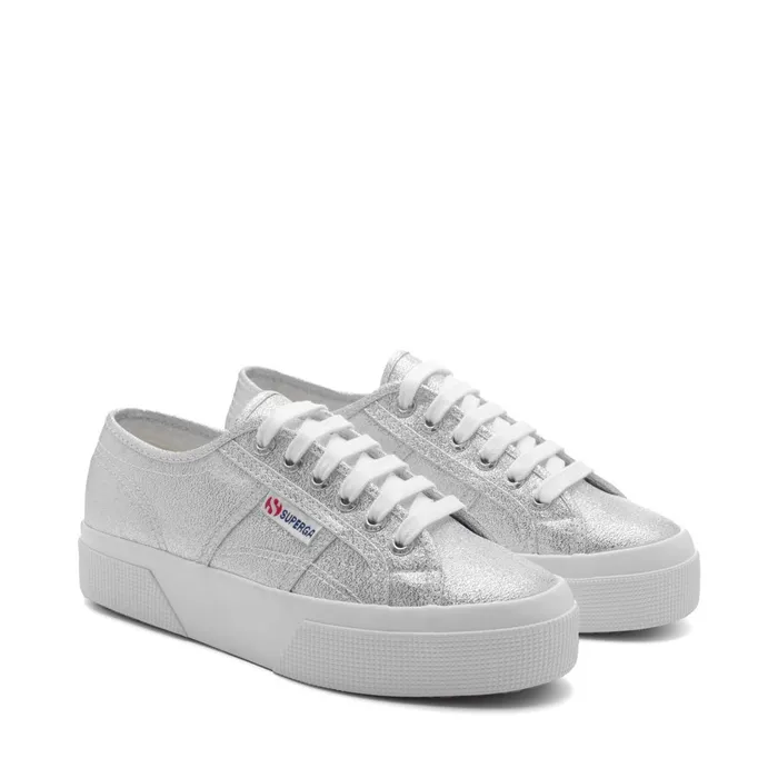Women Lady Shoes Woman 2740 PLATFORM LAME Wedge GREY SILVER Superga Platform