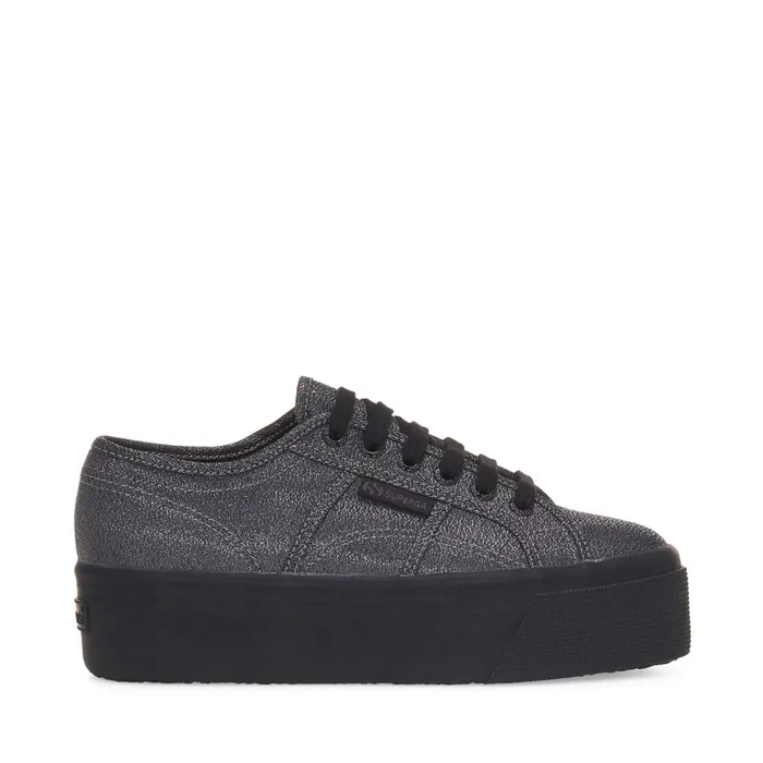 Women Lady Shoes Woman 2790 PLATFORM LAME Wedge TOTAL BLACK HEMATITE Superga Platform