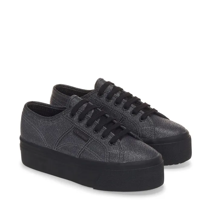 Women Lady Shoes Woman 2790 PLATFORM LAME Wedge TOTAL BLACK HEMATITE Superga Platform