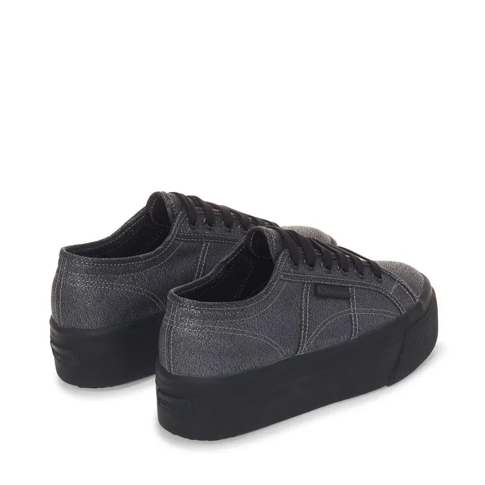 Women Lady Shoes Woman 2790 PLATFORM LAME Wedge TOTAL BLACK HEMATITE Superga Platform