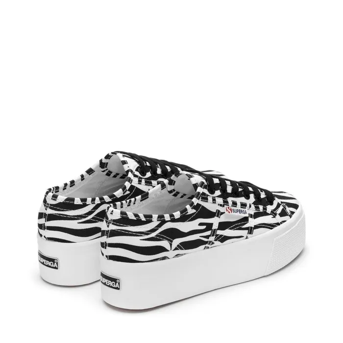 Women Lady Shoes Woman 2790 PRINT Wedge BIG ZEBRAWHITE BLACK Superga Platform