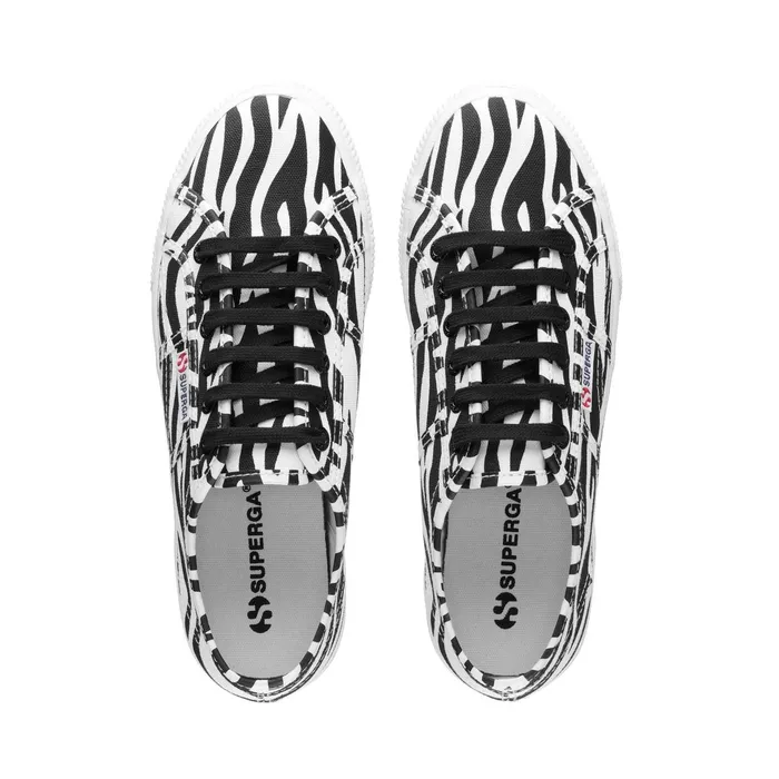 Women Lady Shoes Woman 2790 PRINT Wedge BIG ZEBRAWHITE BLACK Superga Platform