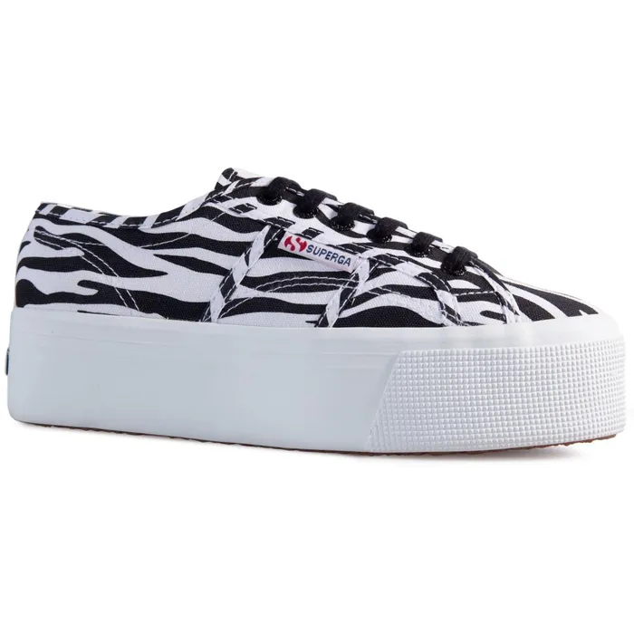 Women Lady Shoes Woman 2790 PRINT Wedge BIG ZEBRAWHITE BLACK Superga Platform