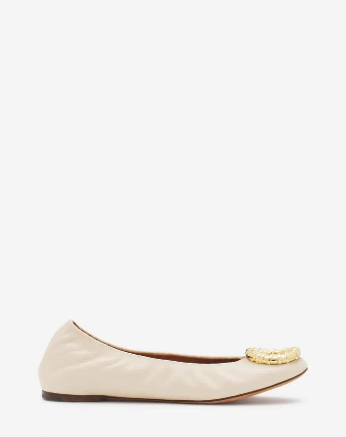 Women Lanvin Ballerinas Mlodie Leather Ballerina Flat Beige 2