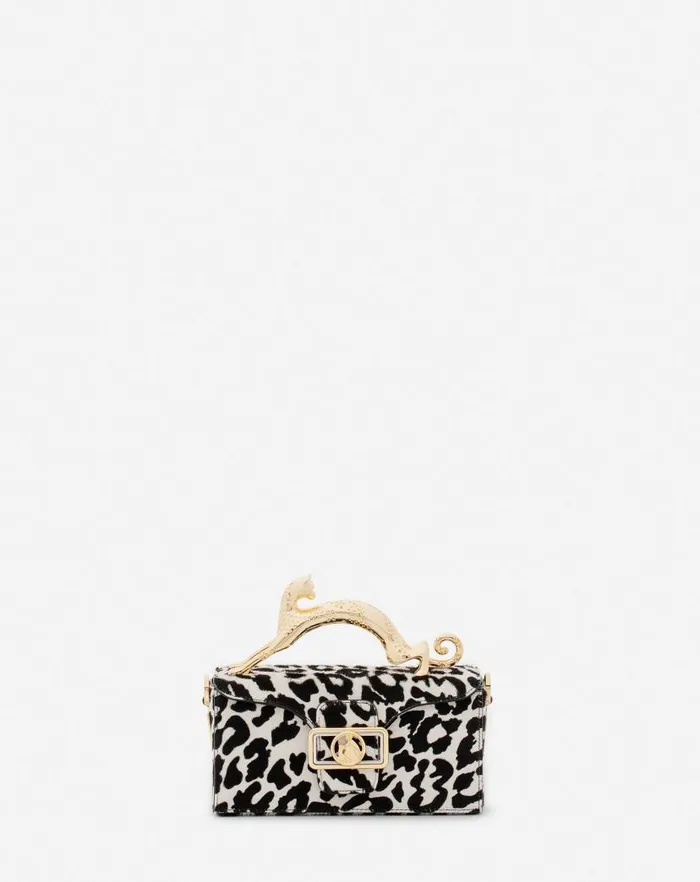 Women Lanvin Crossbody Bags and Shoulder Bags Nano Pencil Cat Bag In Ponyeffect Leather Blackwhite