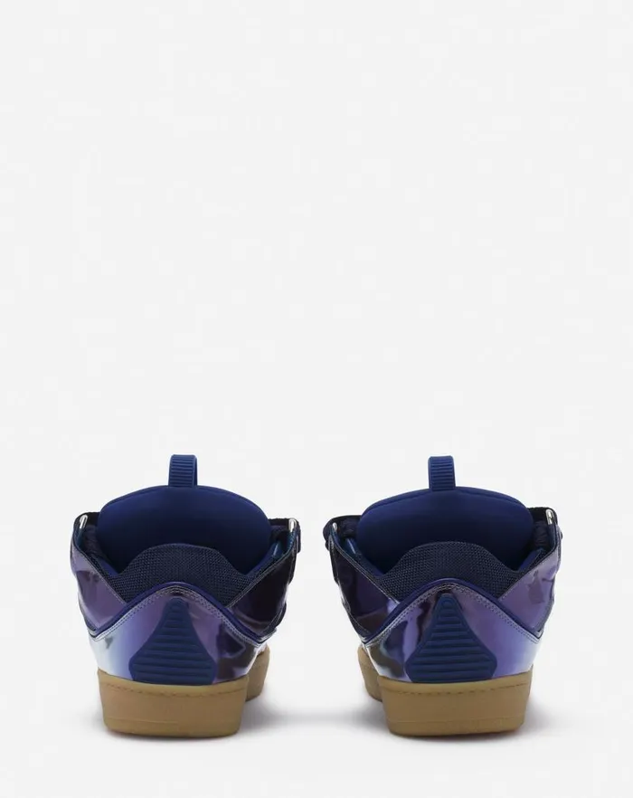 Women Lanvin Curb Curb Sneakers In Metallic Leather Cornflower Women Lanvin Curb Curb Sneakers In Metallic Leather Cornflower