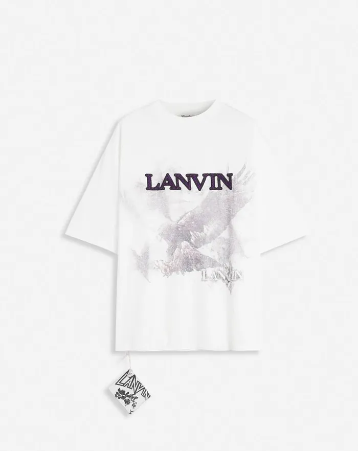 Women Lanvin TShirts and Sweatshirts Lanvin X Future Unisex Eagle Print Loosefit Tshirt White Mustangblack
