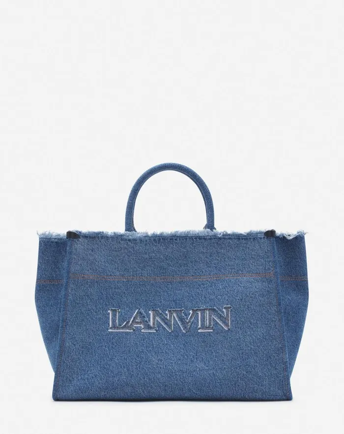 Women Lanvin Tote Bags and Top Handle Bags Inandout Mm Tote Bag In Denim Denim Blue
