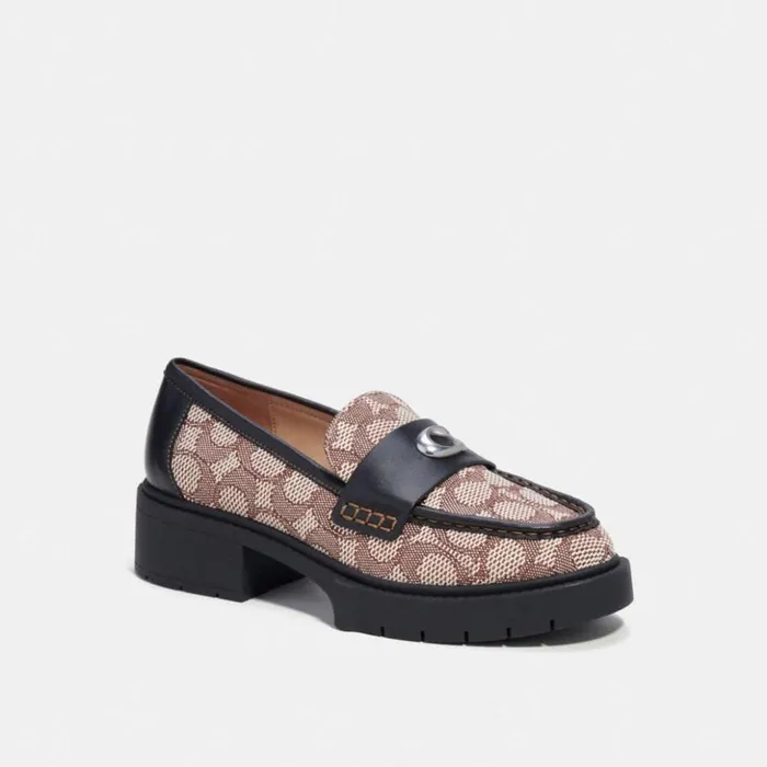 Women Leah Loafer In Signature Jacquard Cocoablack Coach Flats and Loafers