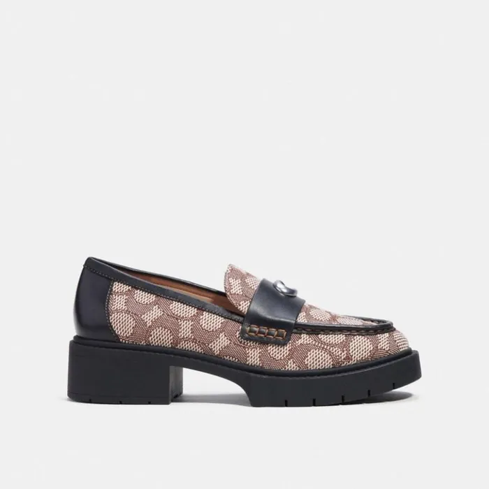 Women Leah Loafer In Signature Jacquard Cocoablack Coach Flats and Loafers