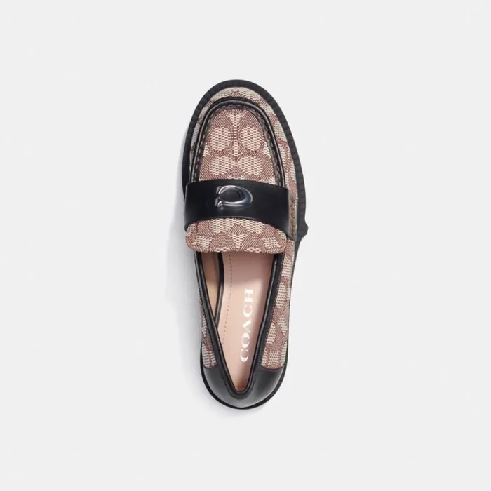 Women Leah Loafer In Signature Jacquard Cocoablack Coach Flats and Loafers