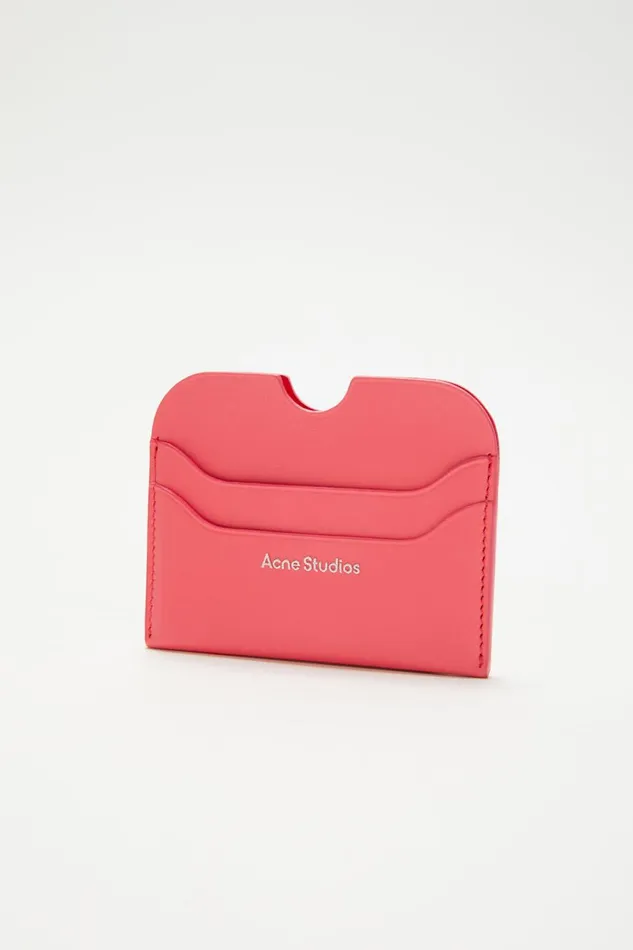 Women Leather Card Holder Electric Pink Acne Studios Small Leather Goods