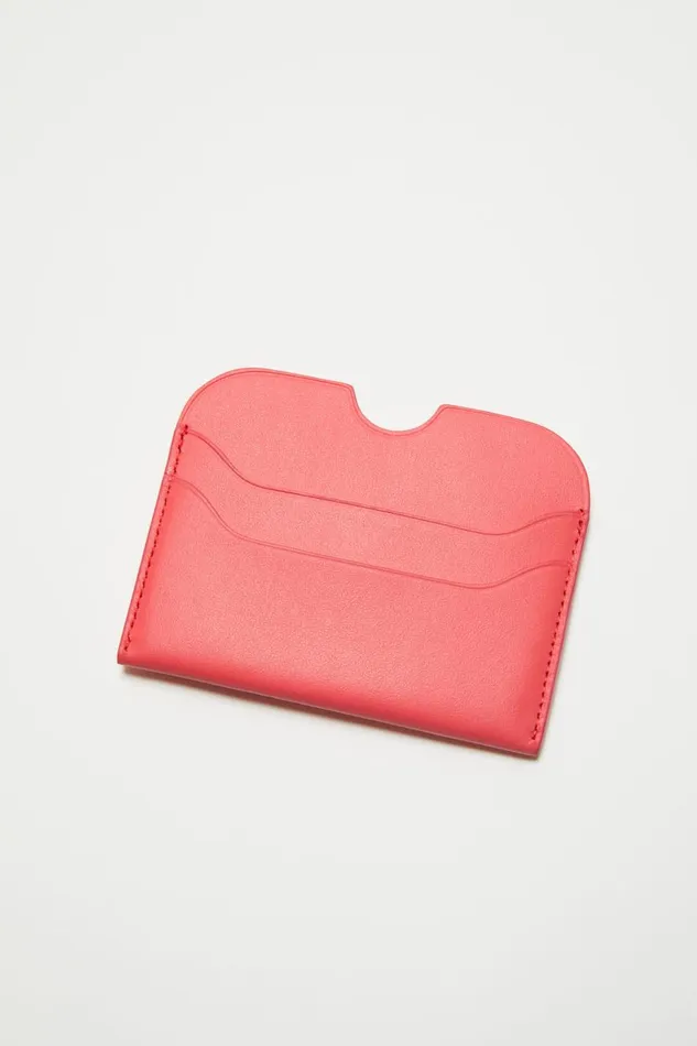 Women Leather Card Holder Electric Pink Acne Studios Small Leather Goods