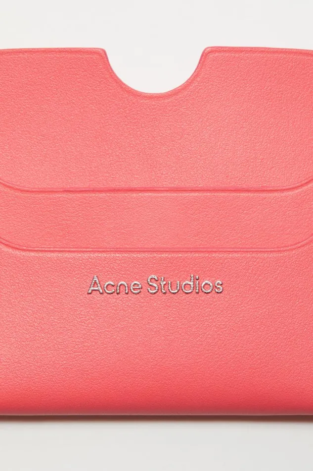 Women Leather Card Holder Electric Pink Acne Studios Small Leather Goods