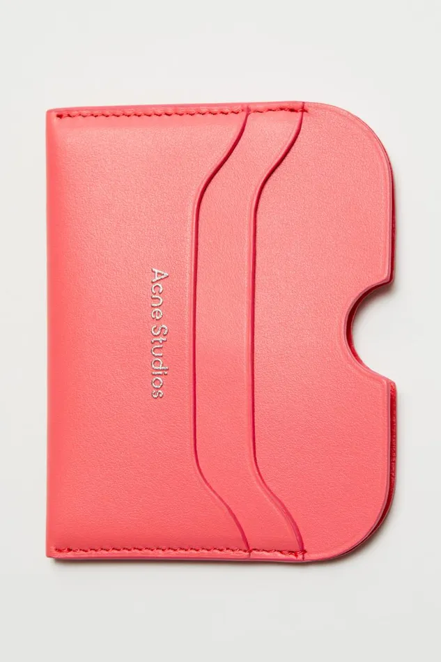 Women Leather Card Holder Electric Pink Acne Studios Small Leather Goods
