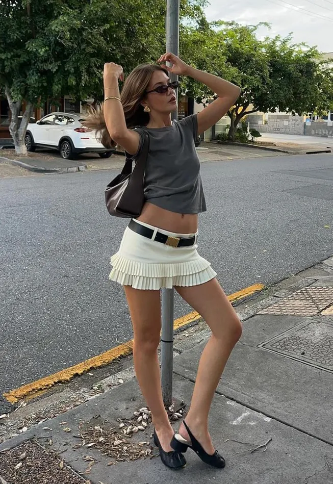 Women Lioness Fashion Bottoms DOUBLE RUFFLE MINI SKORT Soft Lemon